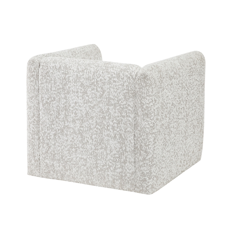 Veena Swivel Cube Chair with Lumbar Pillow- Foam Cushions- Beige Jacquard