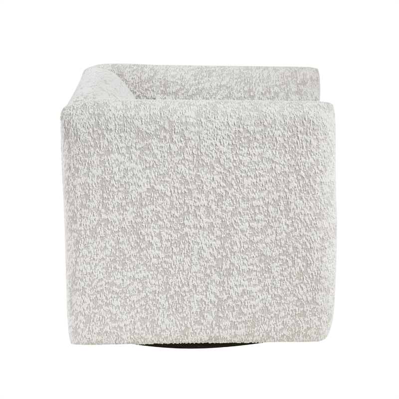 Veena Swivel Cube Chair with Lumbar Pillow- Foam Cushions- Beige Jacquard