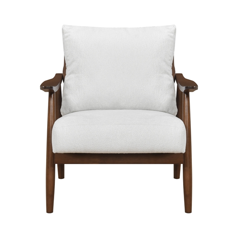 Toni Accent Chair- Foam Fill Beige Polyester- Slat Back Dark Brown Wood