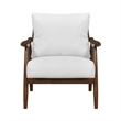 Toni Accent Chair- Foam Fill Beige Polyester- Slat Back Dark Brown Wood