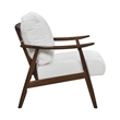 Toni Accent Chair- Foam Fill Beige Polyester- Slat Back Dark Brown Wood