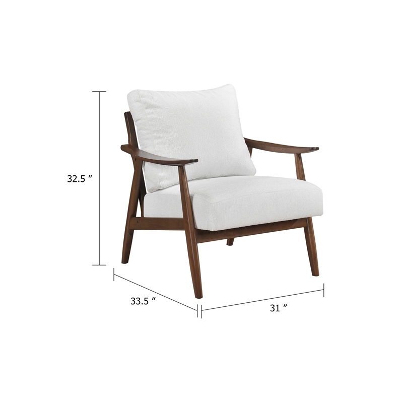 Toni Accent Chair- Foam Fill Beige Polyester- Slat Back Dark Brown Wood