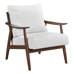 Toni Accent Chair- Foam Fill Beige Polyester- Slat Back Dark Brown Wood