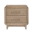 Wily Retro Nightstand- 2 Drawers with Nickel Bar Handles- Natural Brown