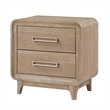 Wily Retro Nightstand- 2 Drawers with Nickel Bar Handles- Natural Brown