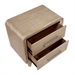Wily Retro Nightstand- 2 Drawers with Nickel Bar Handles- Natural Brown