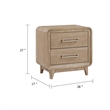 Wily Retro Nightstand- 2 Drawers with Nickel Bar Handles- Natural Brown
