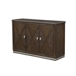 Lecy Sideboard Buffet Console- 56 Inch- 3 Cabinets w Adjustable Shelves- Brown