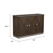 Lecy Sideboard Buffet Console- 56 Inch- 3 Cabinets w Adjustable Shelves- Brown