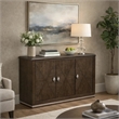 Lecy Sideboard Buffet Console- 56 Inch- 3 Cabinets w Adjustable Shelves- Brown
