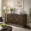 Lecy Sideboard Buffet Console- 56 Inch- 3 Cabinets w Adjustable Shelves- Brown