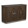 Lecy Sideboard Buffet Console- 56 Inch- 3 Cabinets w Adjustable Shelves- Brown