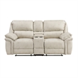 Tony Manual Reclining Loveseat w Center Console- USB Ports- Sand Brown