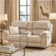 Tony Manual Reclining Loveseat w Center Console- USB Ports- Sand Brown