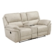 Tony Manual Reclining Loveseat w Center Console- USB Ports- Sand Brown