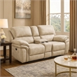 Tony Power Reclining Loveseat w Center Console- USB Ports- Sand Brown