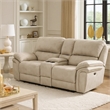Tony Power Reclining Loveseat w Center Console- USB Ports- Sand Brown