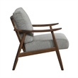 Toni Accent Chair- Foam Fill Gray Polyester- Slat Back Dark Brown Wood