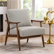 Toni Accent Chair- Foam Fill Gray Polyester- Slat Back Dark Brown Wood