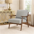 Toni Accent Chair- Foam Fill Gray Polyester- Slat Back Dark Brown Wood