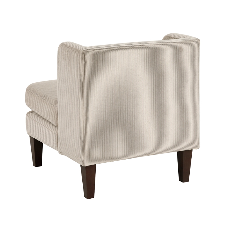 Feya Accent Chair w Pillow- Channeled Taupe Brown Corduroy- Brown Legs