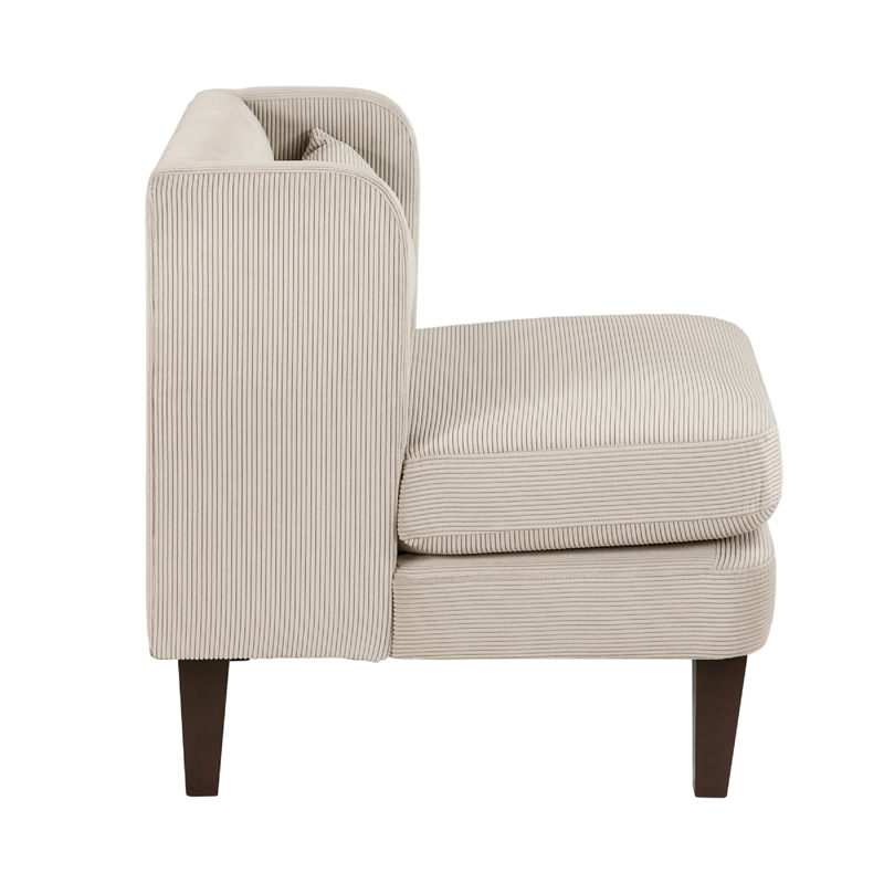 Feya Accent Chair w Pillow- Channeled Taupe Brown Corduroy- Brown Legs