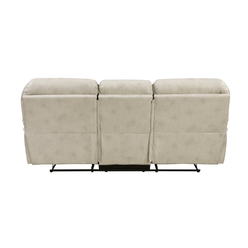 Tony Manual Reclining Sofa- Plush Sand Brown Microfiber and Foam