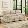 Tony Manual Reclining Sofa- Plush Sand Brown Microfiber and Foam