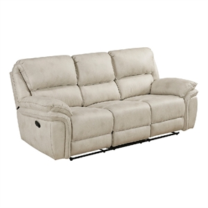 Tony Manual Reclining Sofa- Plush Sand Brown Microfiber and Foam