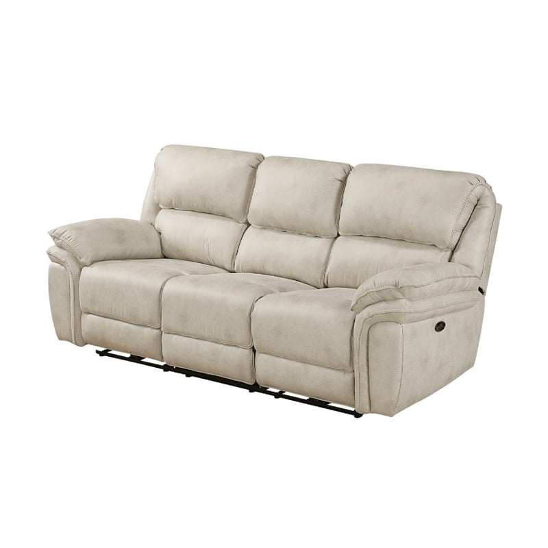Tony Power Reclining Sofa w USB Ports- Sand Brown Microfiber and Foam