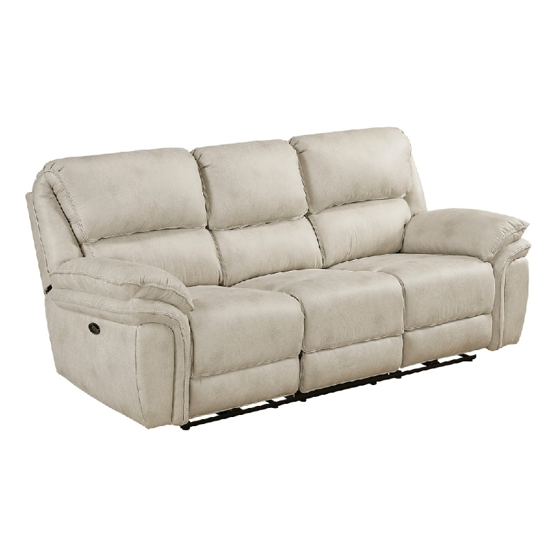 Tony Power Reclining Sofa w USB Ports- Sand Brown Microfiber and Foam
