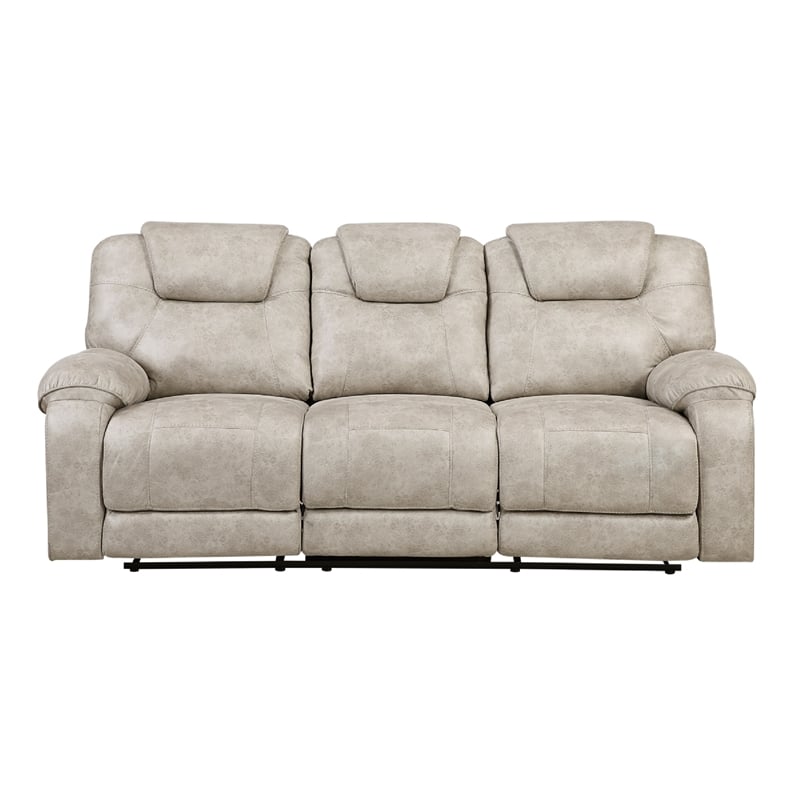 Lily Manual Reclining Sofa- Polished Pewter Gray Microfiber and Foam