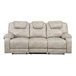 Lily Manual Reclining Sofa- Polished Pewter Gray Microfiber and Foam