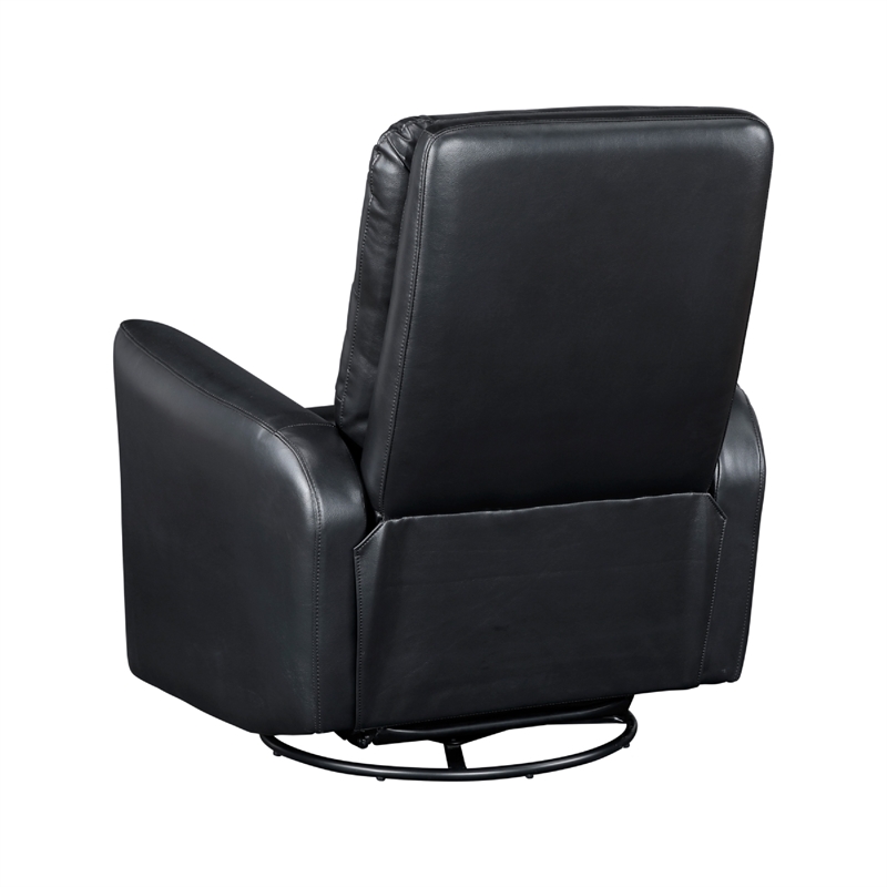 Demy Swivel Glider Manual Reclining Chair- Black Faux Leather Cushions