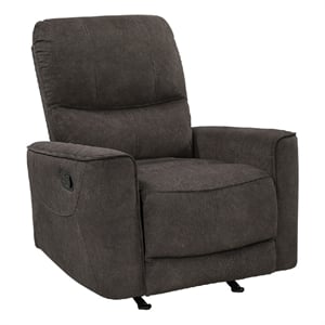 Ray Rocker Manual Reclining Chair- Chocolate Brown Polished Microfiber