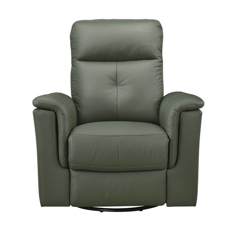 Rem Swivel Glider Manual Reclining Chair- Green Top Grain Leather