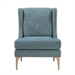 Svy Wingback Accent Chair- Blue Chenille Cushion- Gold Metal Legs