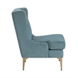 Svy Wingback Accent Chair- Blue Chenille Cushion- Gold Metal Legs