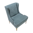 Svy Wingback Accent Chair- Blue Chenille Cushion- Gold Metal Legs
