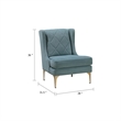 Svy Wingback Accent Chair- Blue Chenille Cushion- Gold Metal Legs