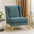 Svy Wingback Accent Chair- Blue Chenille Cushion- Gold Metal Legs