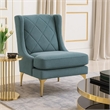 Svy Wingback Accent Chair- Blue Chenille Cushion- Gold Metal Legs