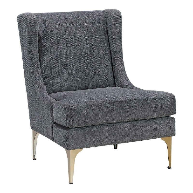 Svy Wingback Accent Chair- Dark Gray Chenille Cushion- Gold Metal Legs