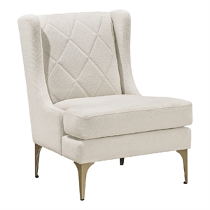 Svy Wingback Accent Chair- Taupe Chenille Cushion- Gold Metal Legs