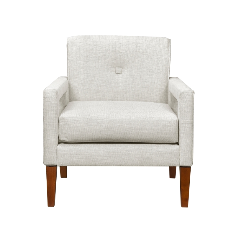 Bei Armchair- Beige Chenille Cushion- Walnut Brown Solid Wood