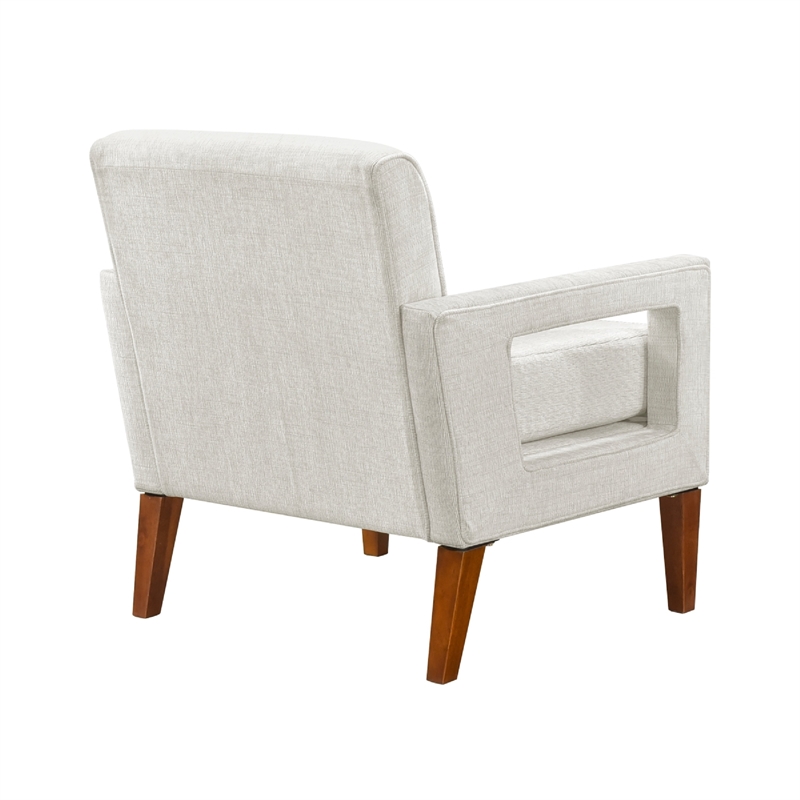 Bei Armchair- Beige Chenille Cushion- Walnut Brown Solid Wood