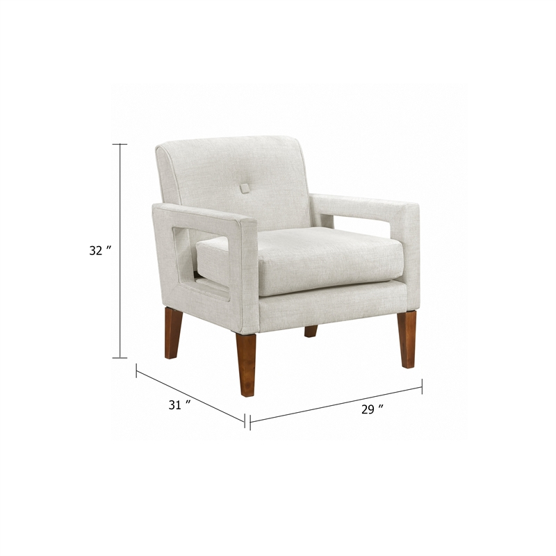 Bei Armchair- Beige Chenille Cushion- Walnut Brown Solid Wood