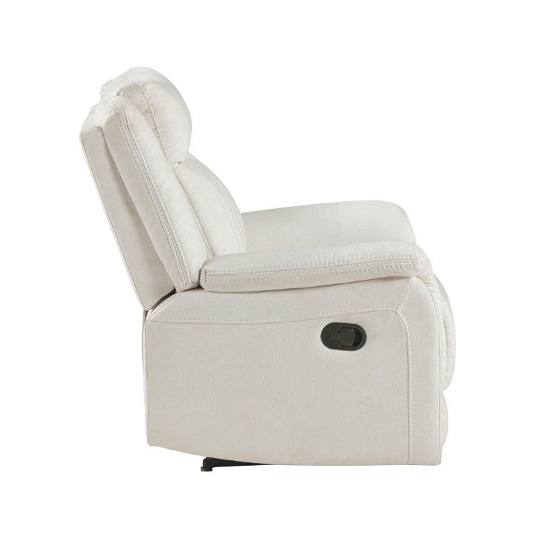 Nez Manual Reclining Chair- Contrast Edges- Beige Polished Microfiber