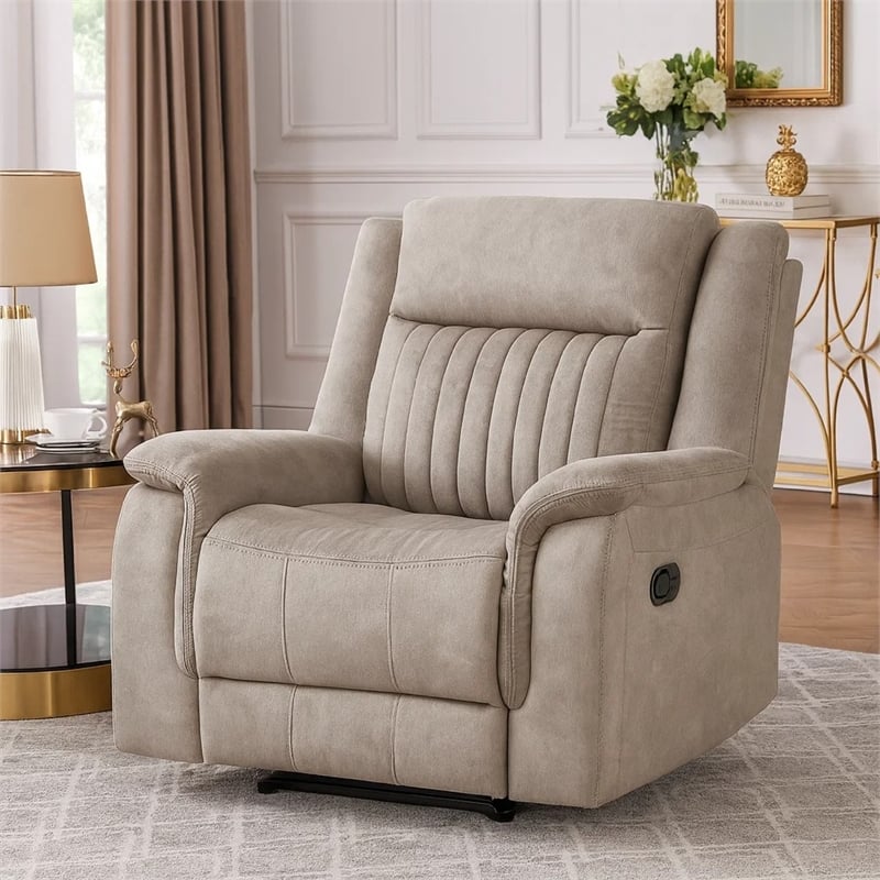 Nez Manual Reclining Chair- Contrast Edges- Dove Gray Microfiber