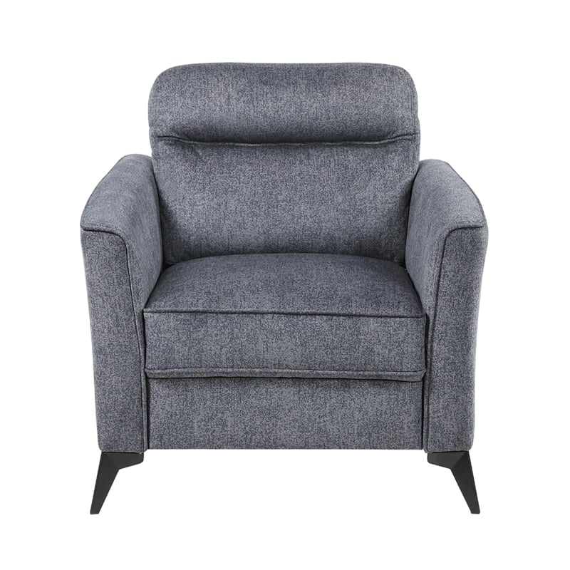 Teli Sofa Chair- Textured Dark Gray Microfiber- Black Metal Legs